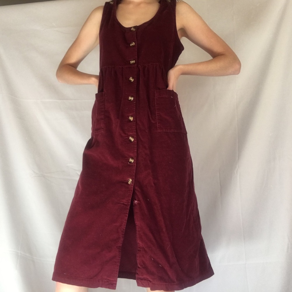 Maroon Corduroy Dress